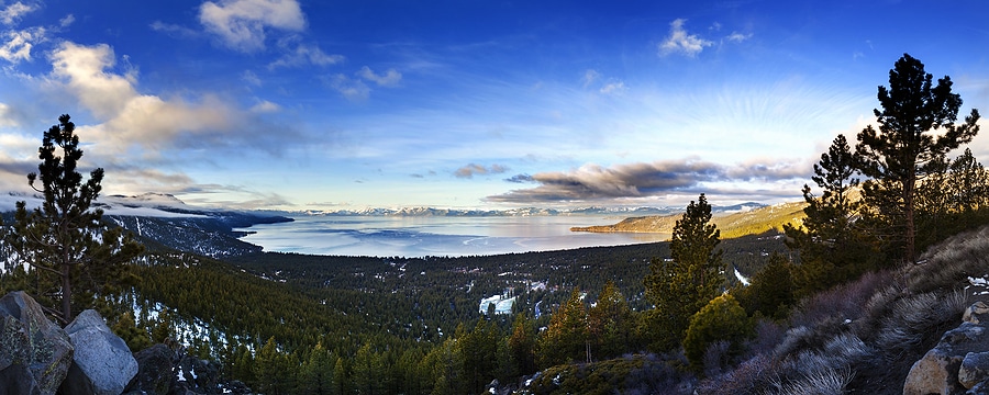Lake Tahoe Panoramic shot over Incline Village Nevada