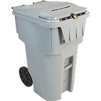 A light gray mobile document shredding bin with a secure paper slot and a locked lid for data protection.